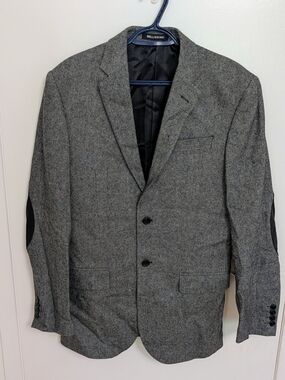 Bellissimo Grey Herringbone Blazer Jacket with Elbow Patches